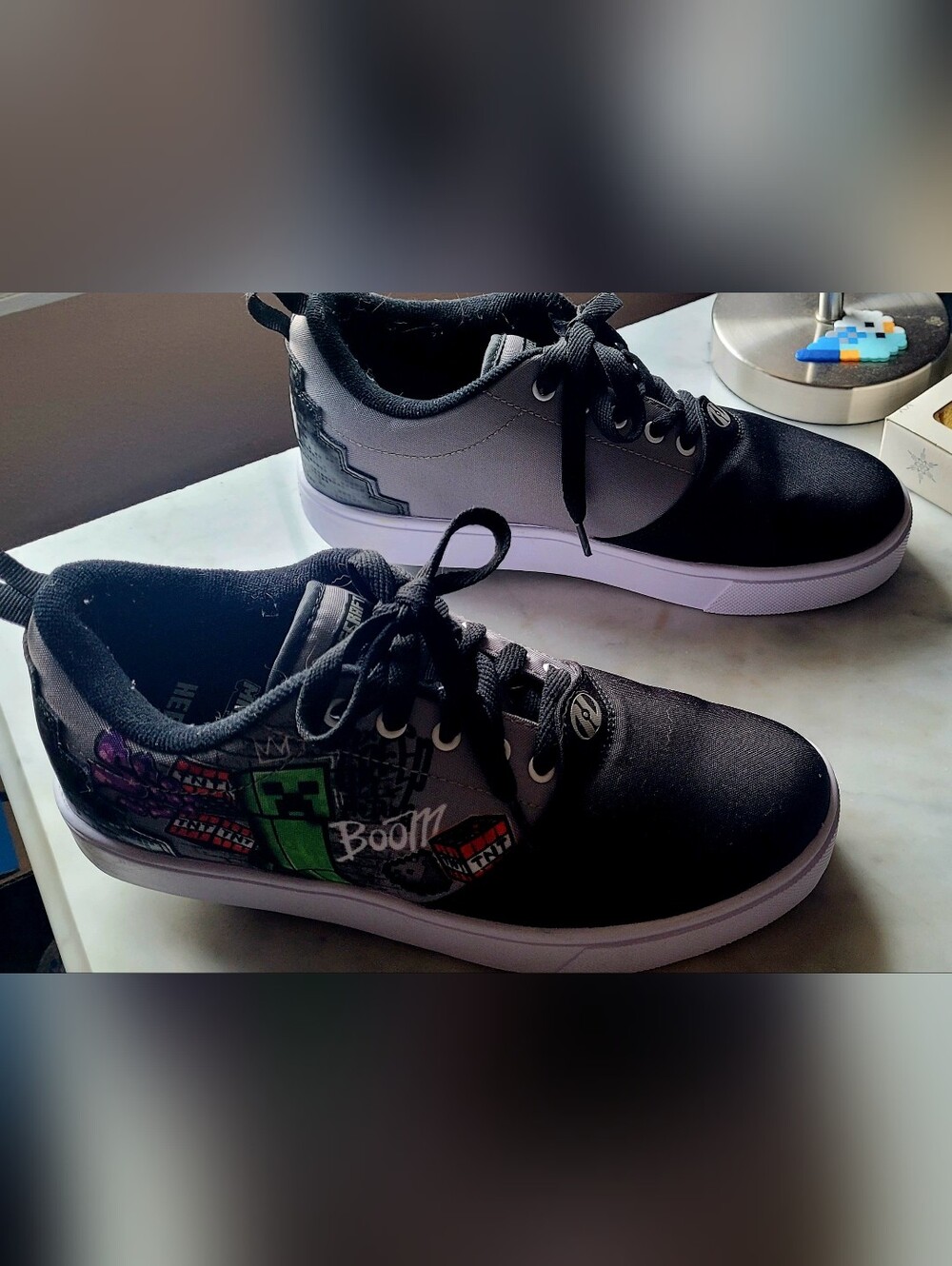 Heelys Kids Black and Gray Minecrafy Graphic Lace-Up Sneakers